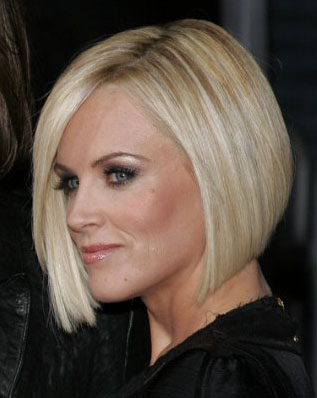 angled bob hairstyle. with bangs. Picture of